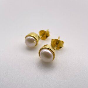Gold Plated Pearl Earrings for Her